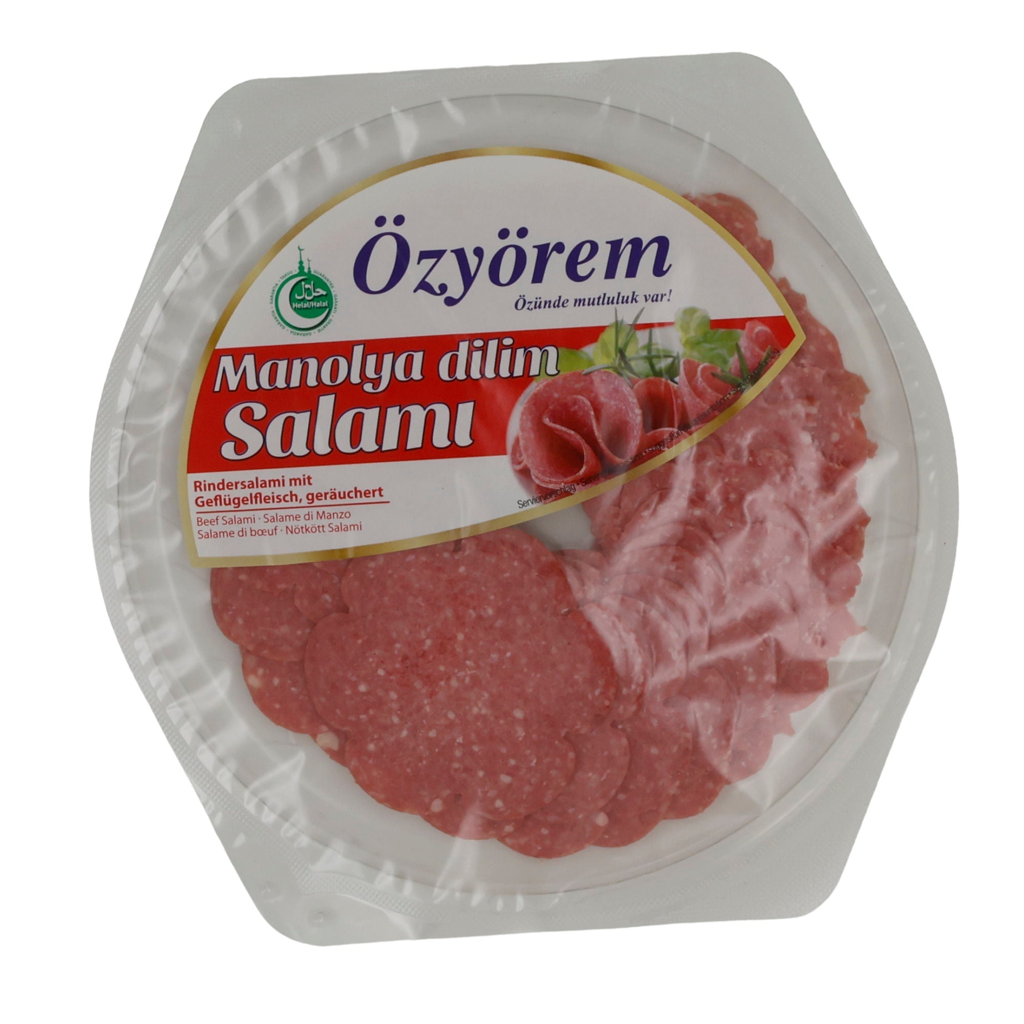 Rindersalami Özyörem Manolya Dilim Salami | Geräuchert | Mit Geflügelfleisch | 80 g OEZYOEREM